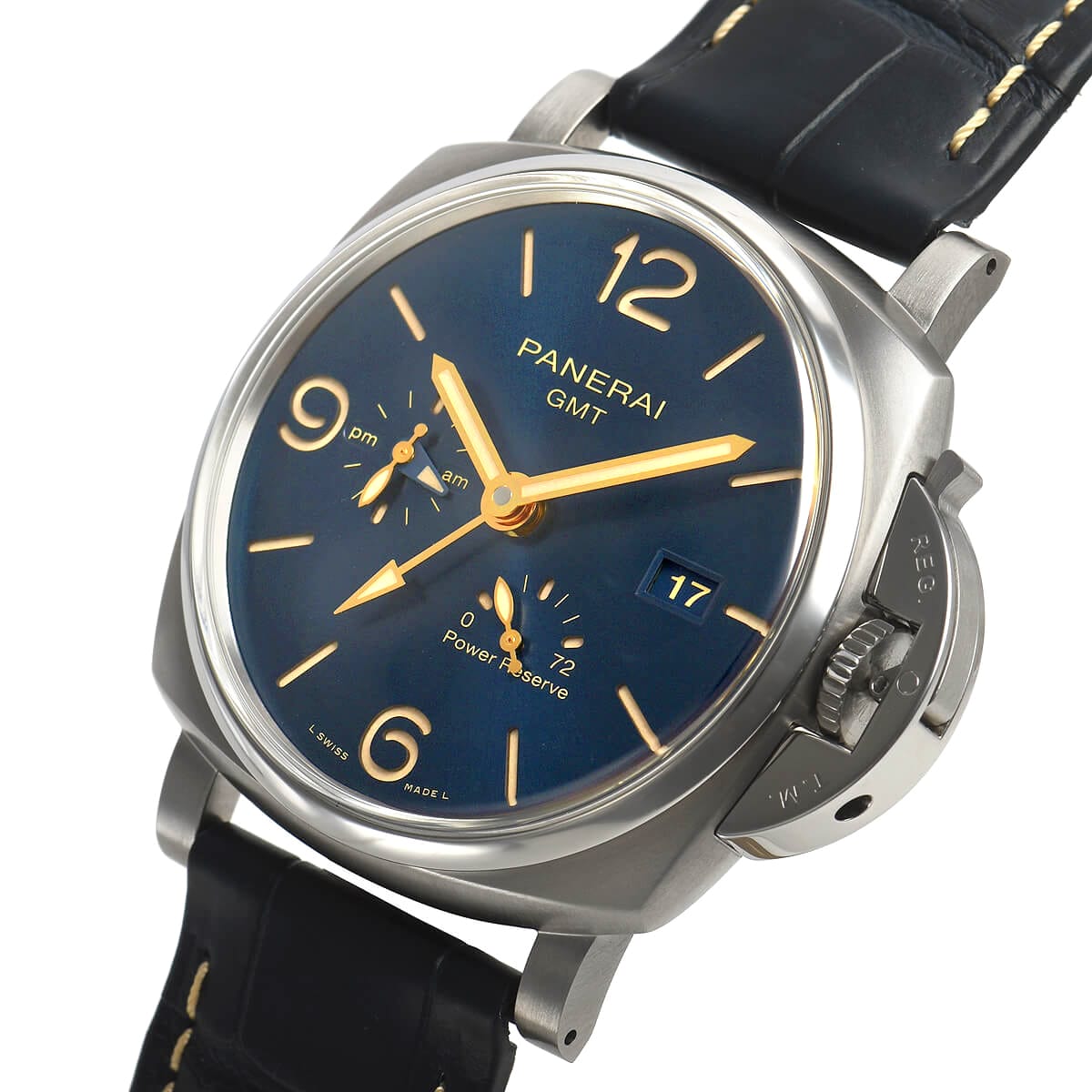 ふるさと割】 PANERAI パネライ ルミノール メンズ 腕時計 新品 ブルー文字盤 PAM00964 パワーリザーブ GMT ドゥエ -  レディース腕時計