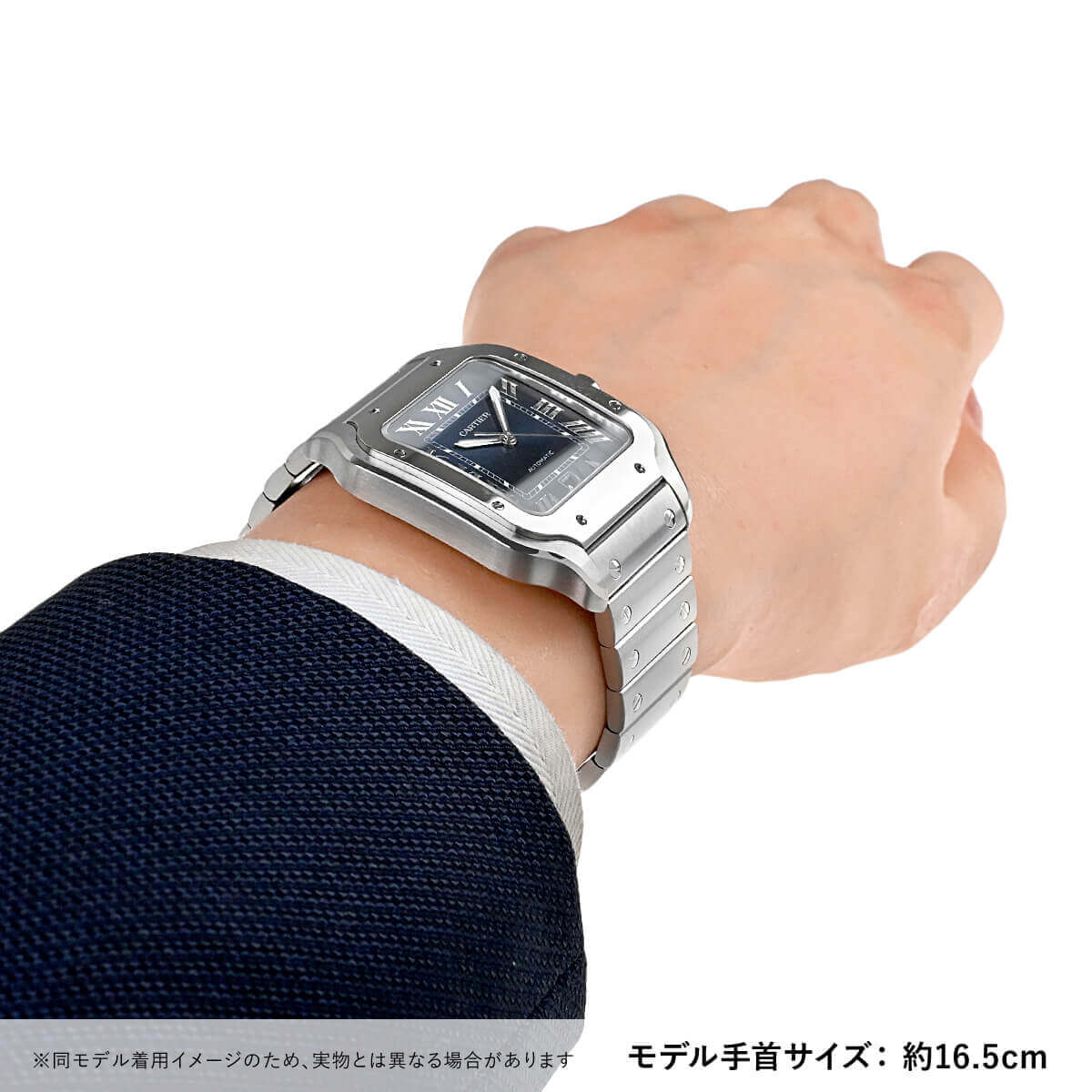 【未使用】Cartier サントスドゥカルティエLM用アリゲーター　ネイビー 未使用】Cartier サントスドゥカルティエLM用アリゲーター