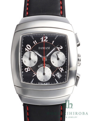 【希少品】DAMIANI ダミアーニ エゴ 199本限定モデル クロノグラフ 自動巻き メンズ 腕時計 黒文字盤 社外ベルト