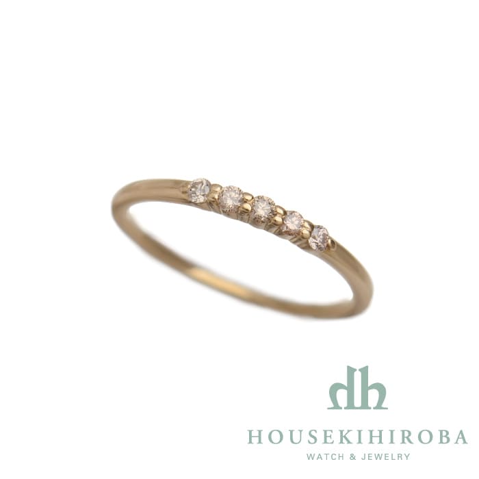 AHKAH エメピンキーリング 18Kイエローゴールド ダイヤモンド 4号 エメ